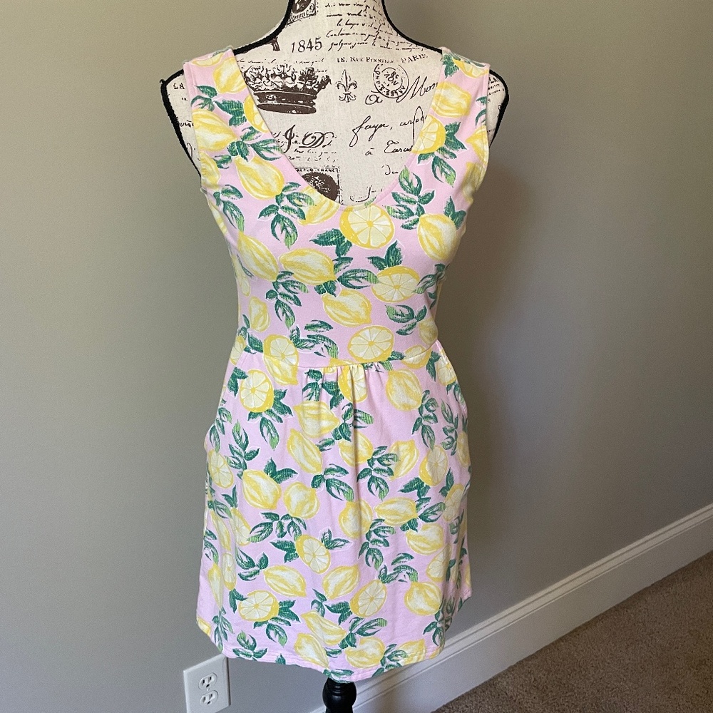C&C Cotton Pink Dress w/Lemons Size Small